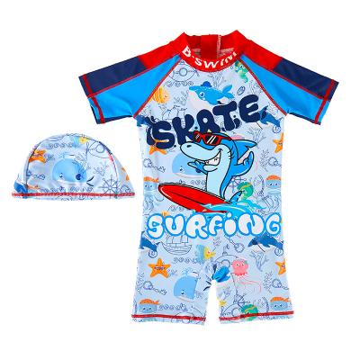 China Wholesale Plus Size Summer Swimwear For Kids Shark Cartoon Pattern Boys Fitness Swimwear Boys Quick Dry Swimwear for sale