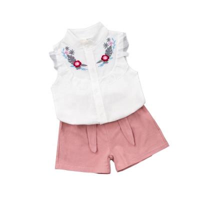 China Breathable Embroidery Shirt and Pants Summer Cute 2 Piece Toddler Baby Dressing Sets for sale