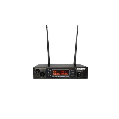 China Handheld Metal Microphone 2 Channels Multiple Frequency Adjustable Wireless Microphone System for sale