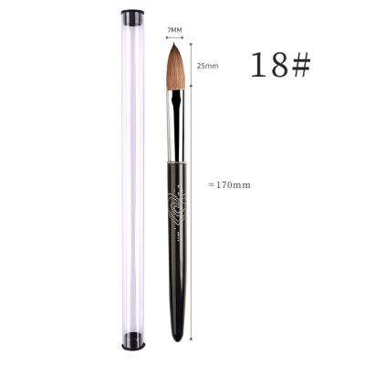 China NAIL Customization Pure Sable Kolinsky Acrylic Logo Nail Brush Metal Handle Dotting Diamond Tools Round Crystal Nail Art Brush Main for sale