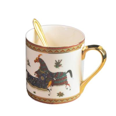 China Wholesale Price Gift Box Vintage Stocked Milk Printed Tea Coffee Mug Set Ceramic Mug for sale