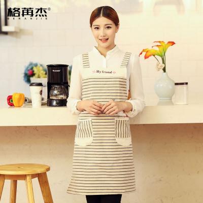 China Coffee Apron Kitchen Painting Sleeveless Striped Apron Korean Cloth Adult Cooking Apron for sale