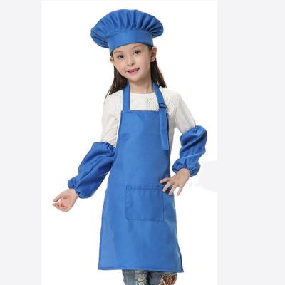 China Cleaning Children's Polyester Apron Painting Apron Kids Baking Apron Set Chef Hat Can Print Logo for sale