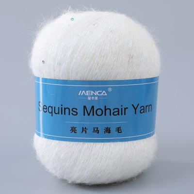 China MENCA 50g/Ball light glitter mohair anti-static yarn factory wholesale hot sale long soft hair horse hair yarn for hand knitting scarf for sale