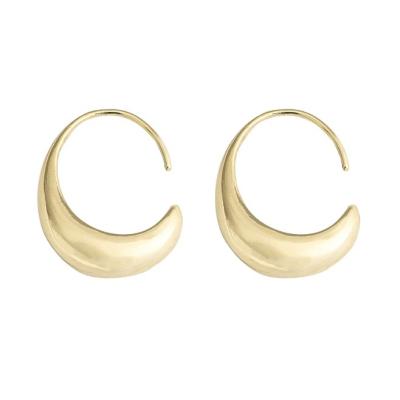 China FASHIONABLE high quality circle stud earrings copper gold plated silver C-shape oval chunky earrings for women for sale