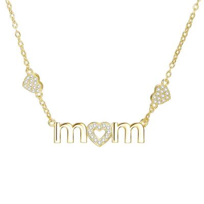 China Europe and America copper zircon heart letter necklace gold long necklace mother's day birthday gift mom pendant necklace for sale