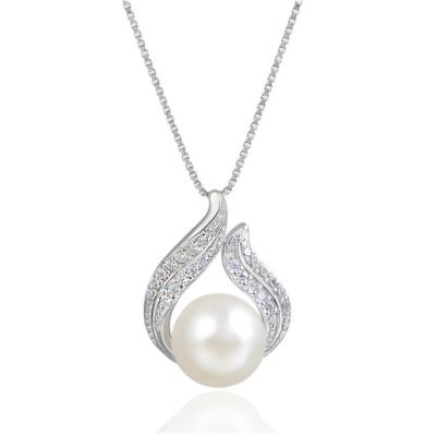 China Fashionable Sweet Freshwater Silver Drop S925 Pearl Water Drop Pendant Necklace Match Diamond Zircon Clavicle Chain For Lady for sale