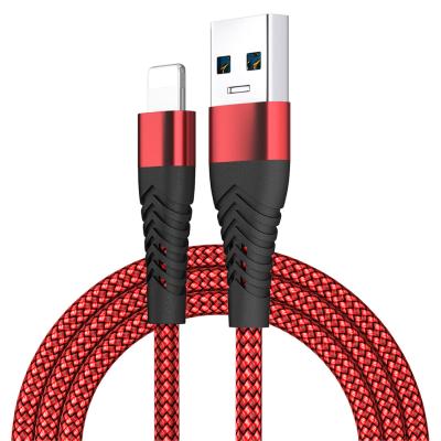 China Premium Nylon Cable 10ft USB Cable 2.4A Mobile Phone 3ft 6ft Fast Phone Charging Apple iPhone Charger Cable for sale