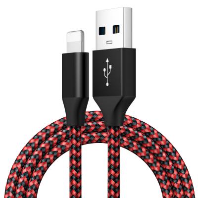 China Mobile Phone USB Cable For Apple iPhone 2.4A Fast Charging Data Cable For iPhone Cable Charging 3ft 6ft Braid Premium Nylon Cord 10ft for sale