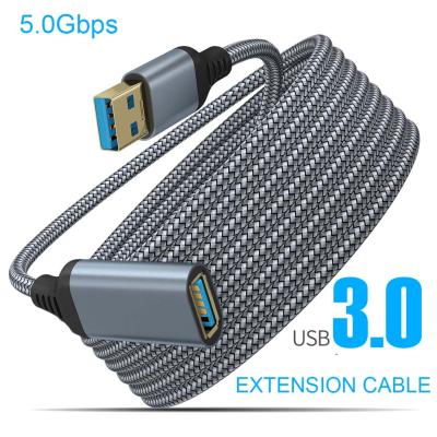 China Durable Nylon Braided 3ft 6ft 10ft Premium Quality Nylon 16ft Braid USB 3.0 Gold Plated Male to Female Extension Cable 5Gbps USB Extension Cable for sale