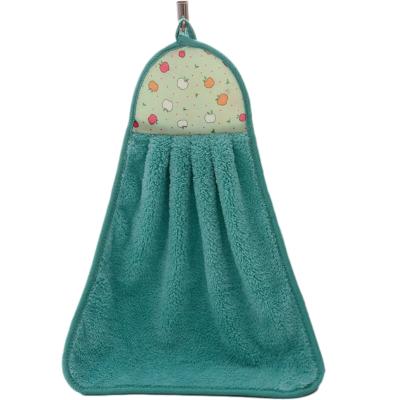 China Wholesale Cute Soft Hanging Coral Microfiber Kitchen Microfiber Fleece Customized Hand Towel Customized Hand Towel for sale