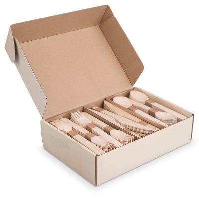 China Disposable Utensils Natural Outdoor Portable Bamboo Travel Tableware Disposable Wooden Cutlery Set for sale