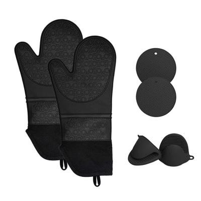 China 6pc Set Heat Resistance Waterproof Mats Oven Mitts Tripod and Pot Holder Sets, Silicone Oven Mitts for sale