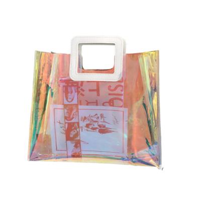 China Latest Recyclable Cheap PVC Hologram Vinyl Custom Shopping PVC Tote Bag for sale