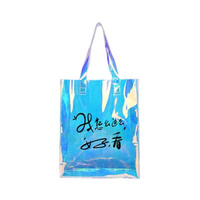 China New Recyclable Women Beach Shoulder Bag PVC Holographic Clear Waterproof Eco-Friendly Shoulder Bag for sale