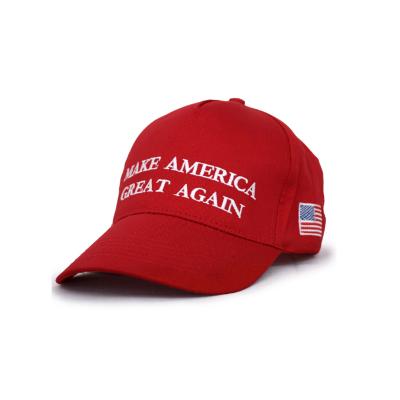 China COMMON Red Make America Great Again Donald Trump Slogan With Adjustable USA Flag Hat Baseball Cap All Cotton Made Unisex for sale