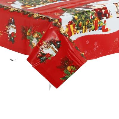 China Oilproof Christmas Series Printed Table Cloth PVC Table Cloth With Nonwoven/Flannel/Spunlace Backing for sale