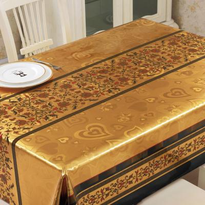 China Oilproof 2020 New Designs PVC Gold And Silver Tablecloth With Floral Patterns For Home And Restaurant for sale