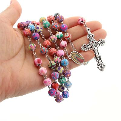 China Religious Items Christian Jewelry Luxury Prayer Bead Polymer Clay Rosaries Catholic Polymer Bead Rosari for sale