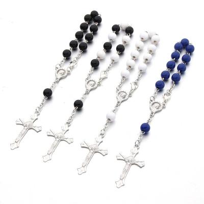 China Wholesale Religious Acrylic Black And White Rosaries Beads Rosary Religious Catholic Bracelet for sale