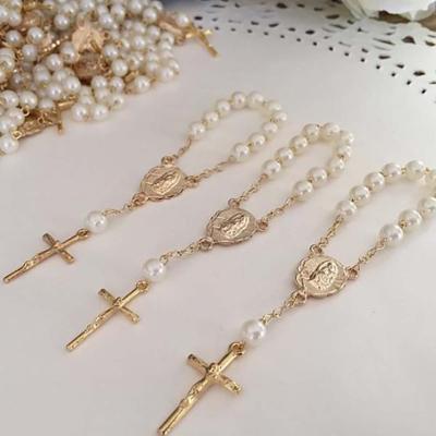 China Religious Acrylic Rosary Beads Finger Baptism Rosaries Faux Beads For Baptism Favors Baptism Favors Communion Favors Weddings Party for sale