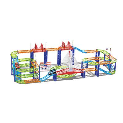 China Diecast Urban Toy Rail Series , 193 Pcs Building Race Tracks Includes 2 Car For Kids for sale