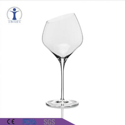 China Disposable crystal glass tumbler 550ml oblique wine glass mouth for sale