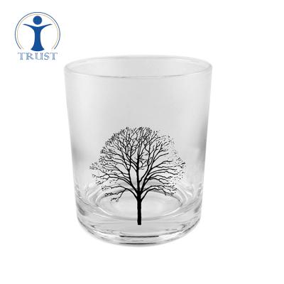 China Home Decoration Simple Frosted Glass Candle Holder With Customer Logo And Wooden Lid for sale