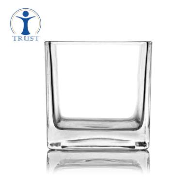 China Popular High Quality Tall Vase Crystal Cylinder Wedding Ceremony Factory Clear Square Glass Vase for sale