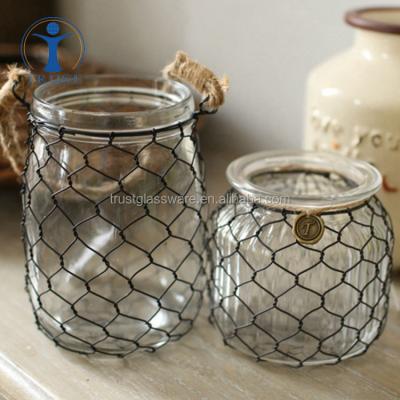 China Wholesale Cheap Wholesale Eco-Friendly Clear Home Decor Flower Glass Vase With Rope Decoration for sale