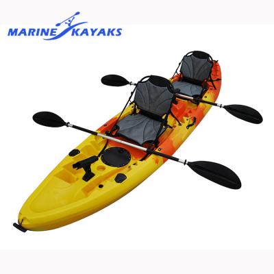 China Polythylene Plastic Customers Color 3.5M Hdpe Two Person Fishing Kayak With Aluminum Frame Seat for sale