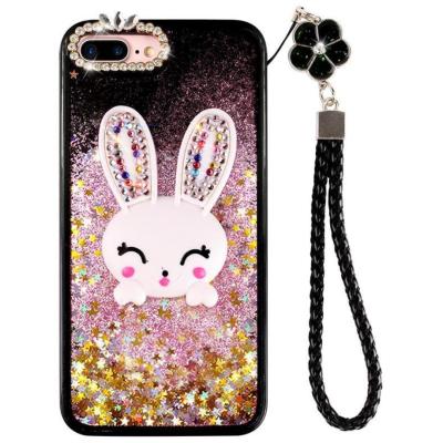 China Quick Liquid Colorful Heart-shaped Sand Case Drift Sand Case Anti-drop Rabbit Package Mobile Phone Case For Samsung For iPhone for sale