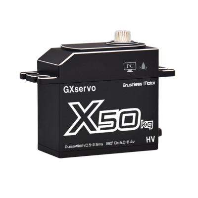 China RC Model GXservo Programmable Brushless Motor 50KG Torque Metal Gear Waterproof CNC Digital Servo For RC Crawler Boat for sale