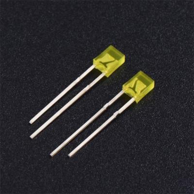 China Rectangle 2x3x4 Yellow Color Diffused Green LED Diodes Max Forward Current Max Forward Voltage 2.5V 20mA 5mm for sale