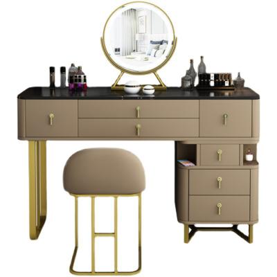 China Adjustable Modern Slate Countertop Luxury (Height) Dresser Make Up Storage Cabinet Set Dresser With Mirror And Stool for sale