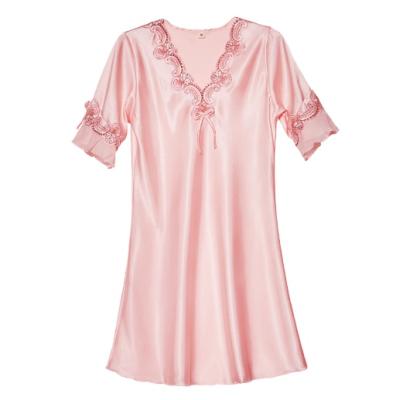 China Hot QUICK DRY luxury backless satin pajamas women embroidery lace products china silk nightgown for sale