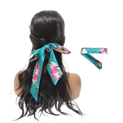 China Factory sale Amazon factory wholesale hot elastic narrow satin design silky hair band printed solid ladies girls for sale