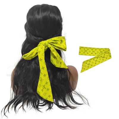 China Amazon factory wholesale hot elastic design wide satin silky hair band printed ladies girls for sale