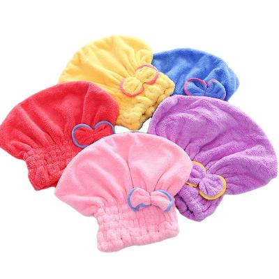 China Microfiber Viable Bowknot Quick Dry Hair Wrap Towel Hat Cap For Bathroom Accessories for sale