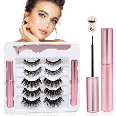 China Natural Pink Natural Glue Free Magnetic Eyelashes With Powerful Magnet Makeup False Eyelashes Lasting Magnet for sale