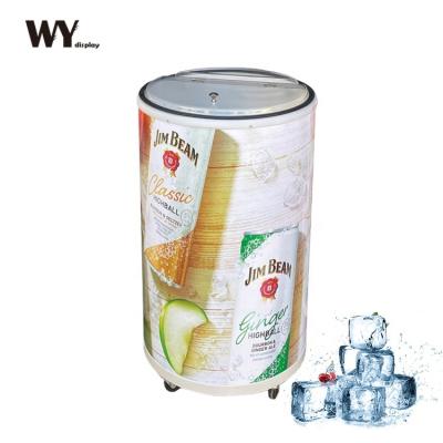 China Large Round 65L Pail Custom Insulated Refrigerated Advertising Bucket Beverage Cooler for sale