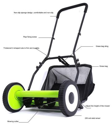 China Grass Box Factory Supply Lawn Mower Tractor Manual Small No Two Wheel Garden Agriculture Hand Push Fill Cordless Lawn Mowers for sale