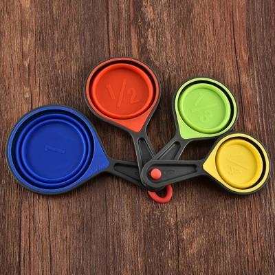 China Viable Portable Collapsible Silicone Measuring Cup Spoons Silicone Measuring Cup Set for sale