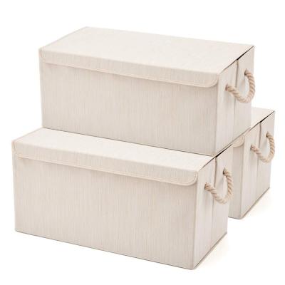 China Sustainable Collapsible Storage Baskets 3-Pack Barrel Containers With Lid And Handles for sale