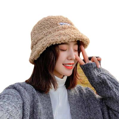 China Custom Plush Logo Design Women Winter Fisherman Dobby Fuzzy Wool Bucket Hat For Plush Furry Women for sale