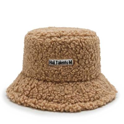 China 2021 Colorful COMMON Designer Vintage Furry Plain Print Fur Bucket Hat / Winter Hat For Women Winter Autumn for sale