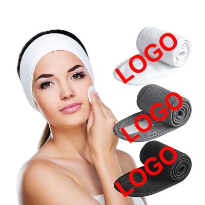 China Plain Color Headband Microfiber Facial Headbands For Women Washing Makeup Embroidery Shower Headbands Custom Spa for sale