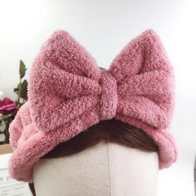 China Material Friendly 2021 Custom Design Comfortable Soft Plush Bow Headband Spa Headband For Girl for sale