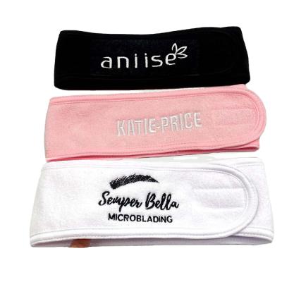 China 2022 Embroidery Sporty Cheap Custom Headband Logo Spa Makeup Face Washable Headband For Women for sale