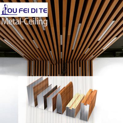 China Cost Quality Artistic Aluminum Linear Wood Metal System Partition Ceilings Nice OFDT Decorative Suspended Ceiling for sale